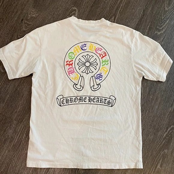 Chrome hearts Horseshoe Colorful Cross Sanskrit Short Sleeve T-shirt